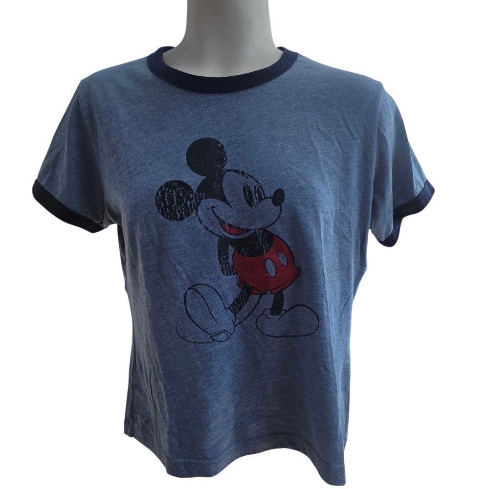 Vintage Disneyland Resort Mickey Mouse Blue Ringer T-Shirt Disney Tee, Size‎ S-M